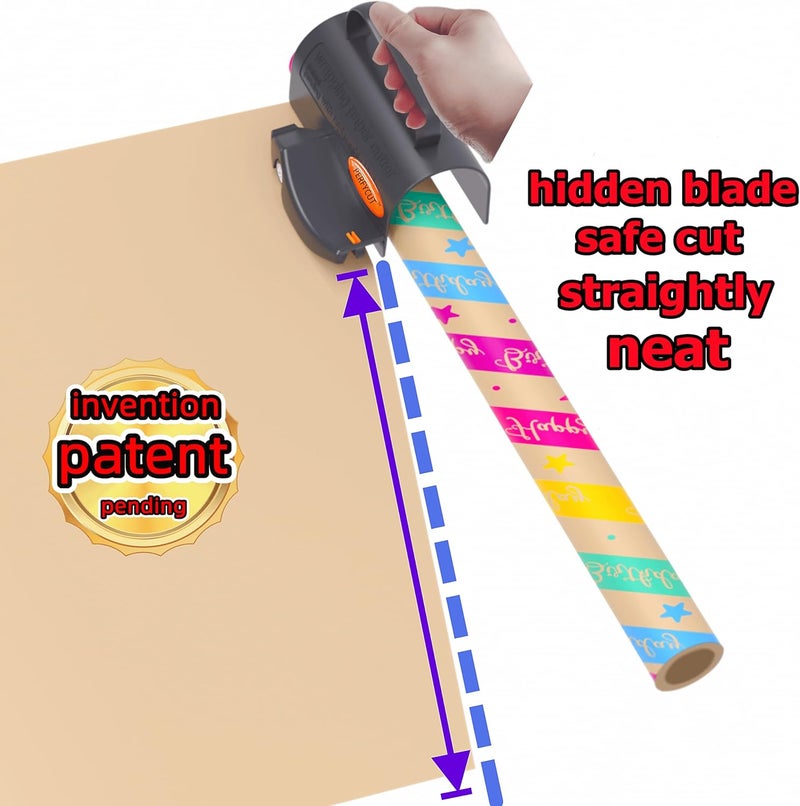perfycut Wrapping Paper Cutter with 3 Replaceable Blade Sets for Birthday Paper Gift Wrapping Paper Roll Cutter and Christmas Wrapping Paper Cutter Tool Tube Holder Slidding Slicing. - Image 4